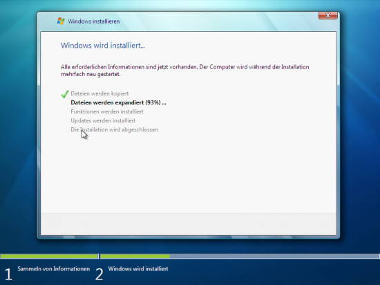 Die Installation von Windows 7