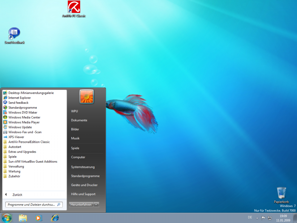 Das Windows 7 Startmenü