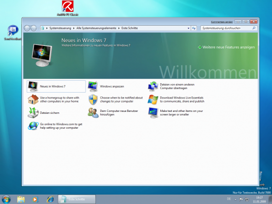 Der Windows 7 Willkommensbildschirm